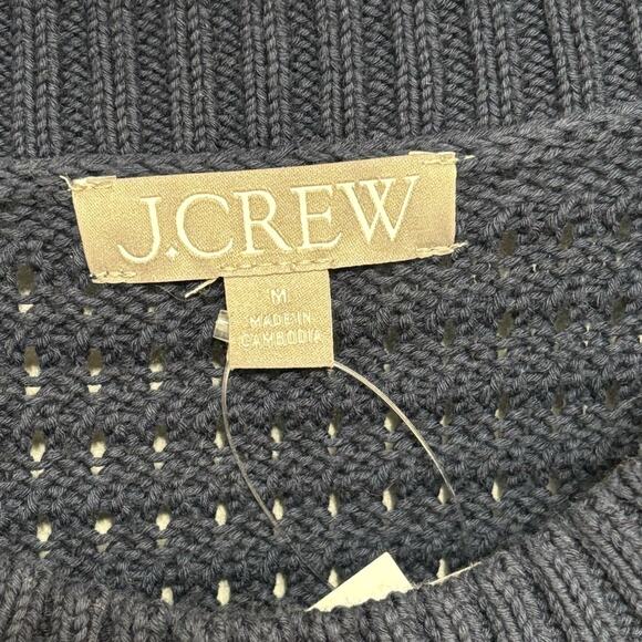 NWT J. Crew Textured Crewneck Pullover Sweater in Navy and Ivory Stripe - M - Picture 4 of 8